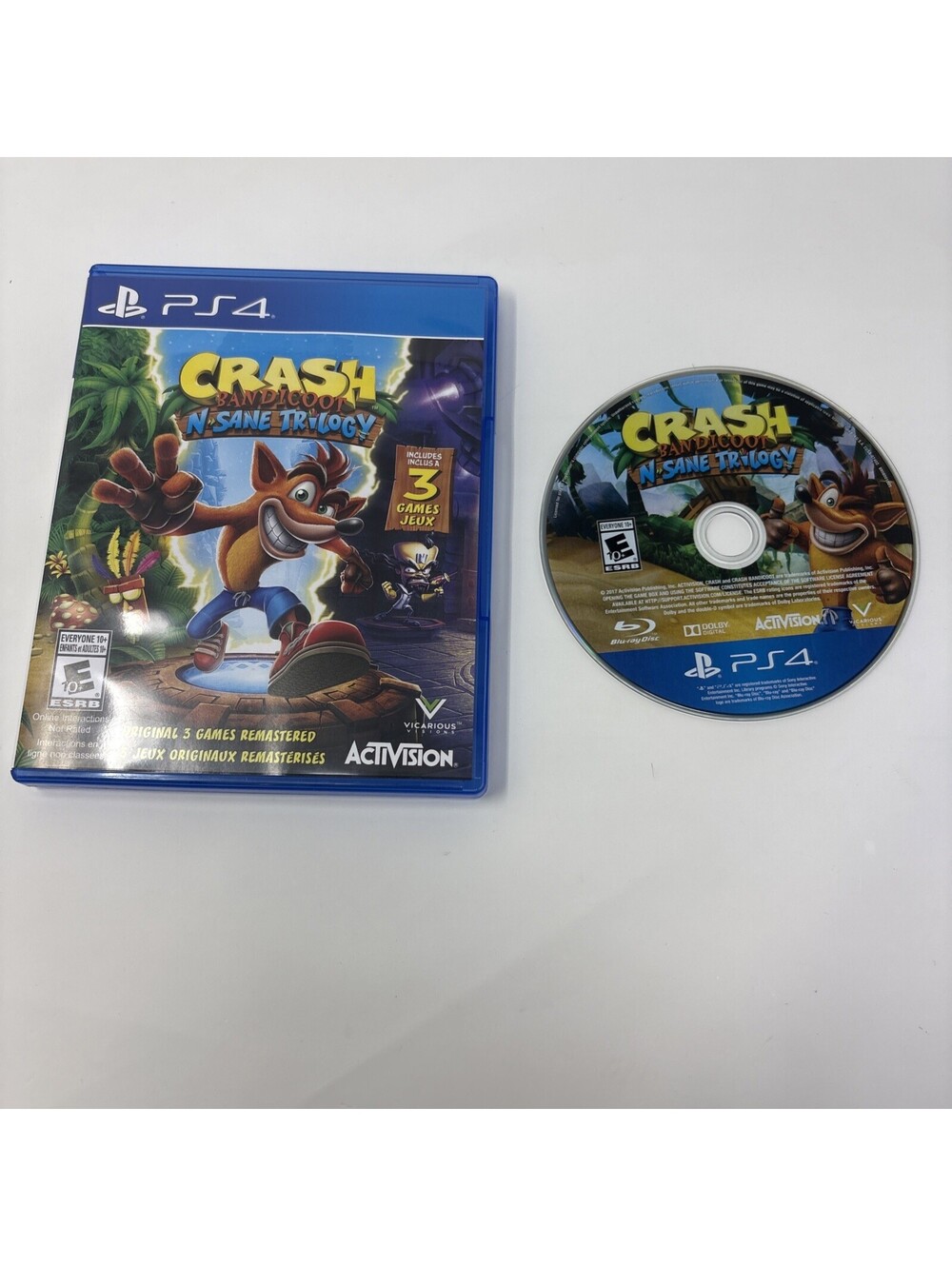 Crash Bandicoot N. Sane Trilogy PS4 Video Game Remastered Collection No Manual